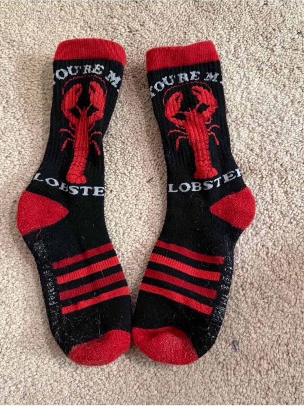 Black & Red Lobster Crew Socks - WoMen's Novelty Sock